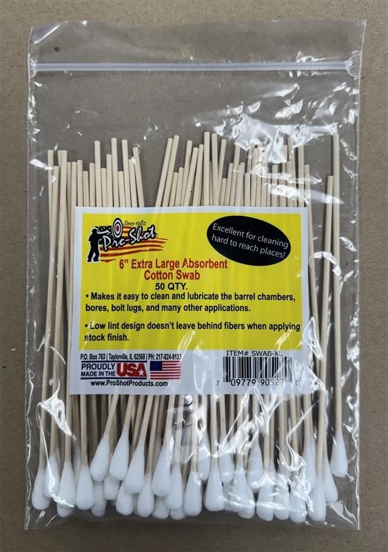 (50) Pro-Shot XL Absorbent Cotton Tip Swabs, 6″ long, FREE SHIPPING