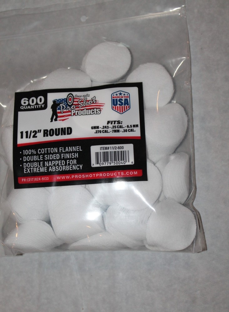 Pro Shot Cotton Patches 1 1/2″ Round 600 Count 6MM 243 6.5MM 270 30 free ship