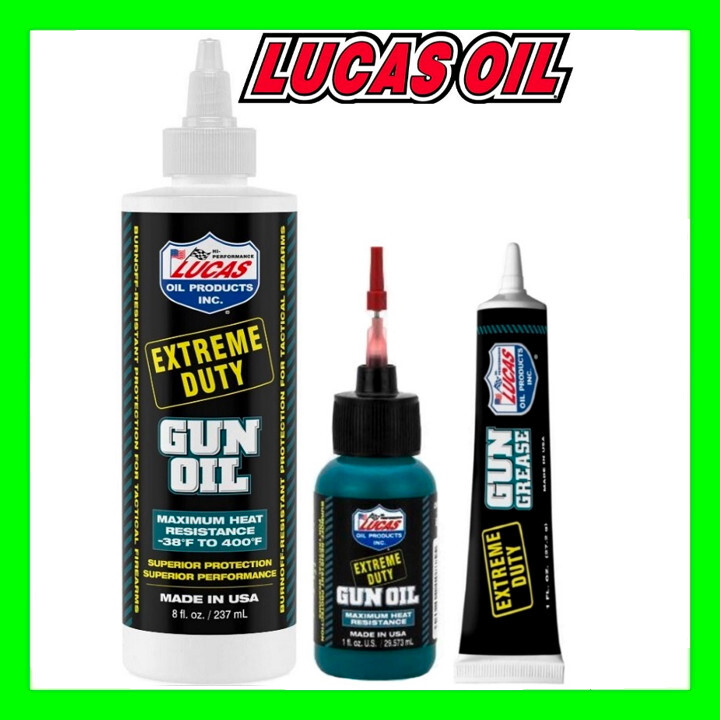 LUCAS 8oz Gun Oil 10870, Needle Oiler 10875, Grease 10889 pistol rifle cleaning