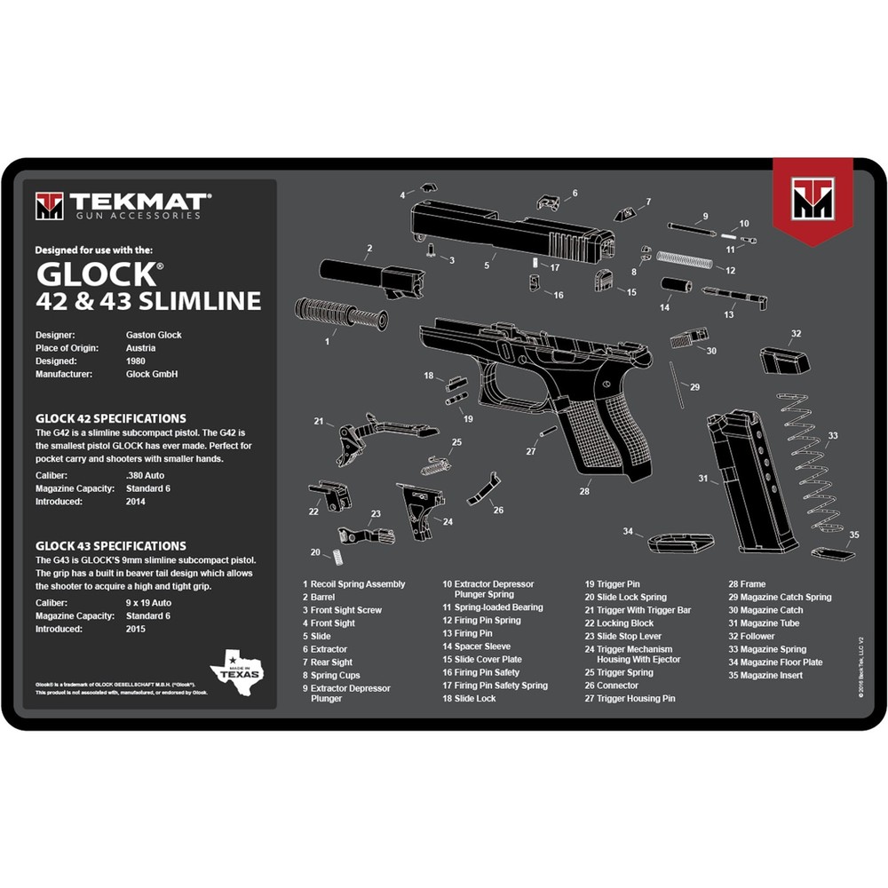 TekMat Original Gun Cleaning Mat – 17″ X 11″ – Glock 42 & 43