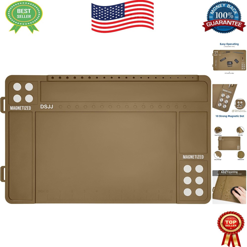 Durable Anti-Slip Gun Cleaning Mat with Magnetic Organizer Trays – 16.5″x10.43″