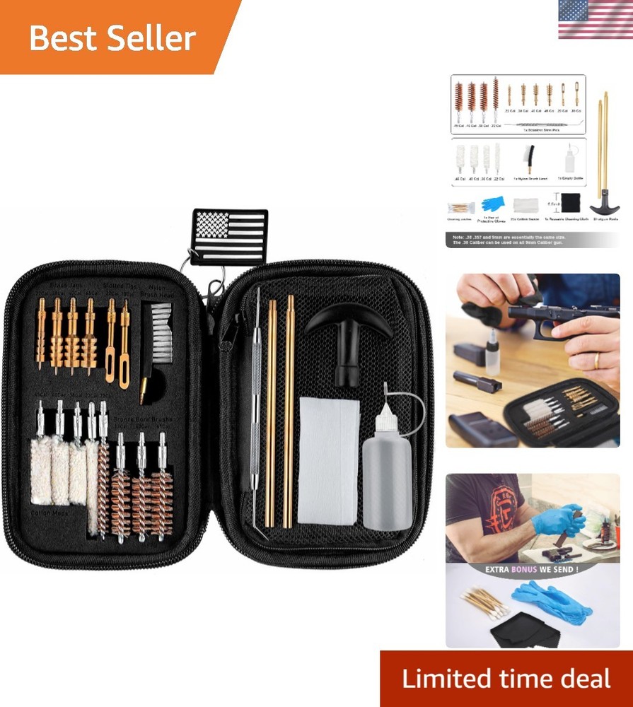 Pistol Cleaning Kit in Zippered Case – 25 Essential Tools Included
