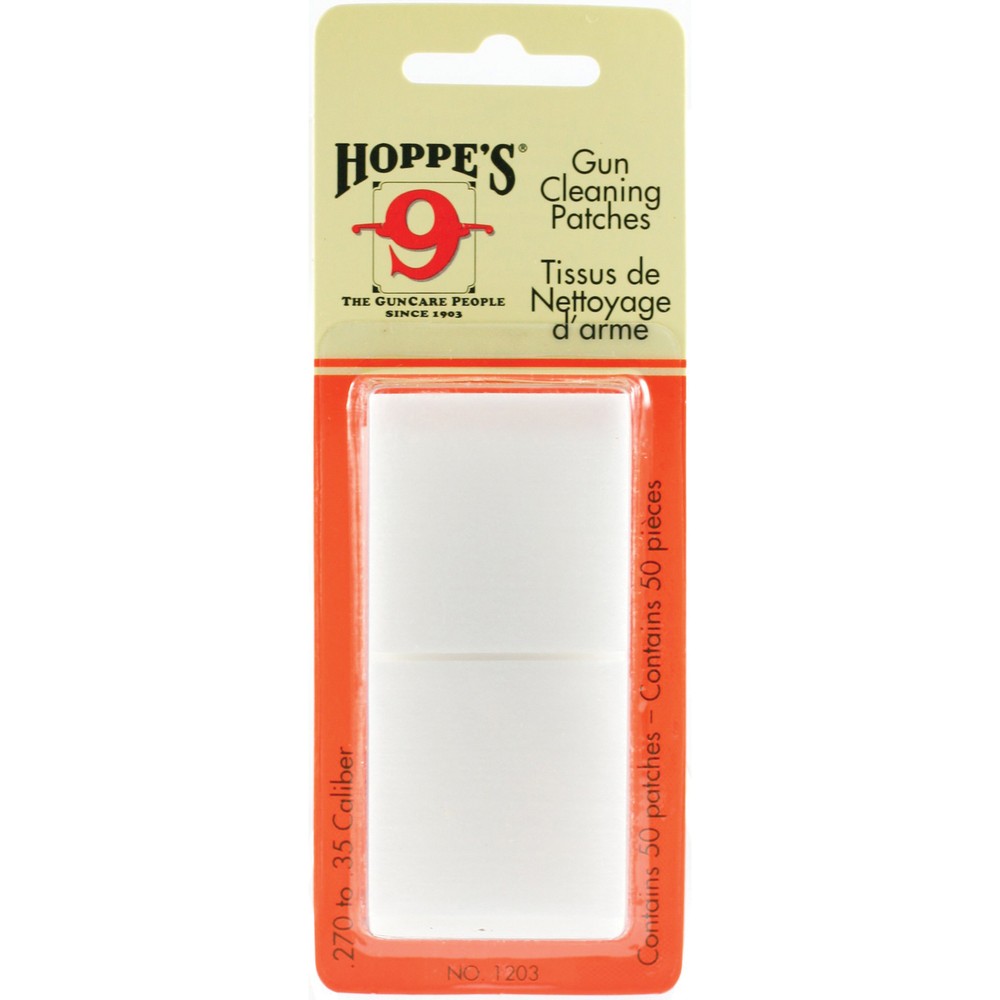 Hoppe’s Cotton Cleaning Patches for .270-.35 Caliber 50 Pack Ultra-Absorbent
