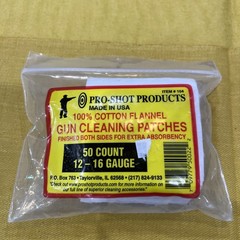 Pro-Shot Cotton Flannel Cleaning Patches 12-16 Gauge Shtgn. 3″ Sq. 50CT #104
