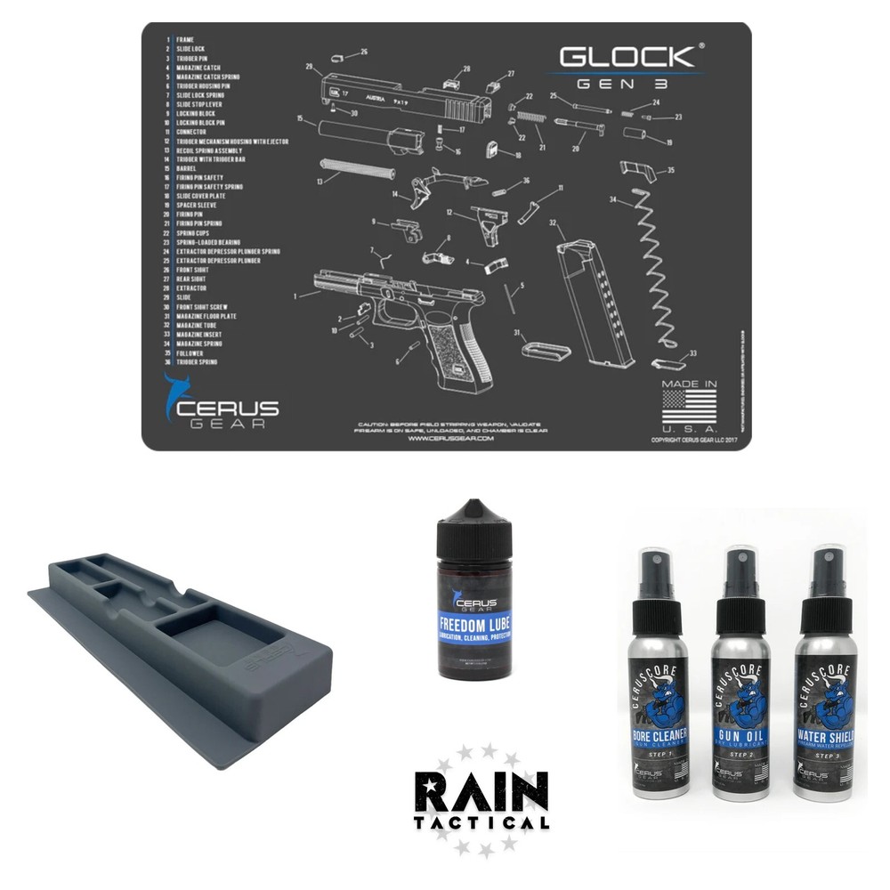 For GLOCK GEN 3 Cerus Gear Bench Mat – Parts Tray- CLP Gun Oil & Care Pack