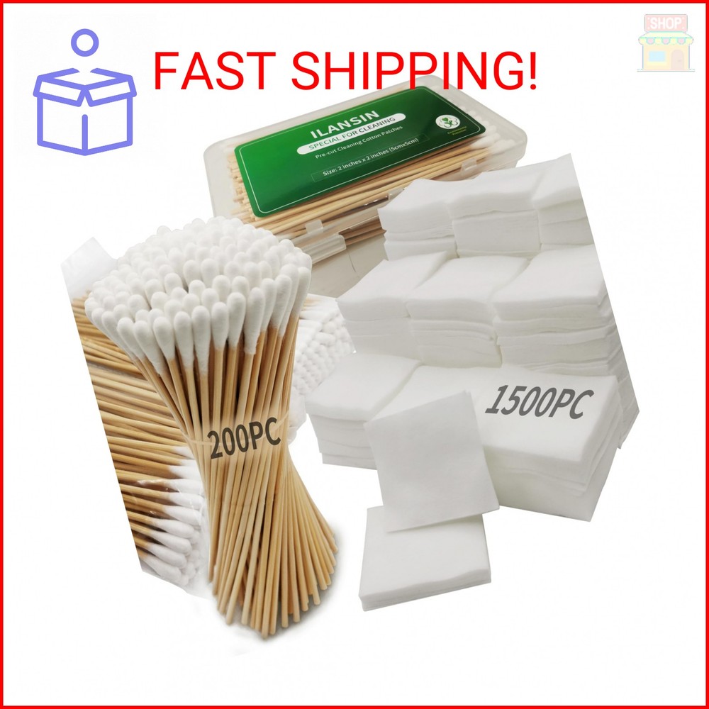 ILANSIN 1700PCS Gun Cleaning Supplies-1500PCS Patches +200PCS Swabs, 2″x2″ Rags,