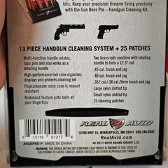 Real Avid Gun Boss Pro Handgun Cleaning Kit .45 CAL /.40 CAL .357 CAL/.38CAL/9MM