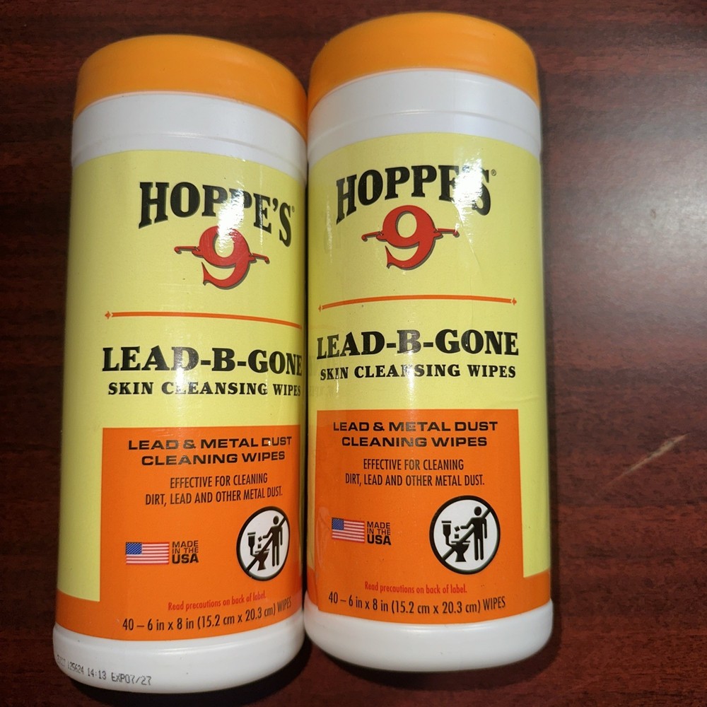 2-PACK Hoppes Lead B Gone Skin Cleaning Wipes, 40-count EXP 7/2027 NEW/SEALED