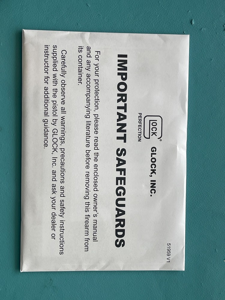 Glock Sealed Original OEM Instruction Manual with warranty card 07/05/2026
