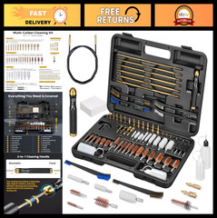 Rifle Gun Cleaning Kit – Complete Set with Rods, Jags, Brushes & Mops for .17 to