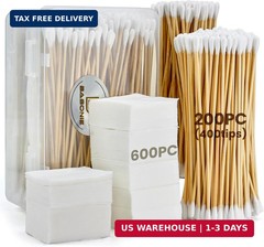Gun Cleaning Kit Supplies Storage Box 600 Patches 200 Swabs Set