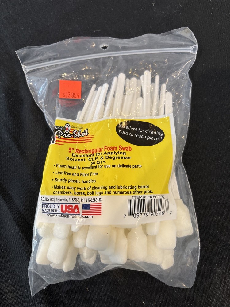 Pro-Shot Rectangular Foam Swab 5″ Foam/Polyproplene 50 Pack FRECT-50