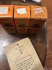 Vintage Hoppe’s No.9 Nitro Powder Solvent Bore Cleaner Bottles w/Box 1/2 Full 3
