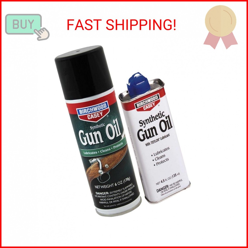 BIRCHWOOD CASEY Synthetic Gun Oil 4.5-Ounce Spout Can – Long-Lasting Gun Lubrica