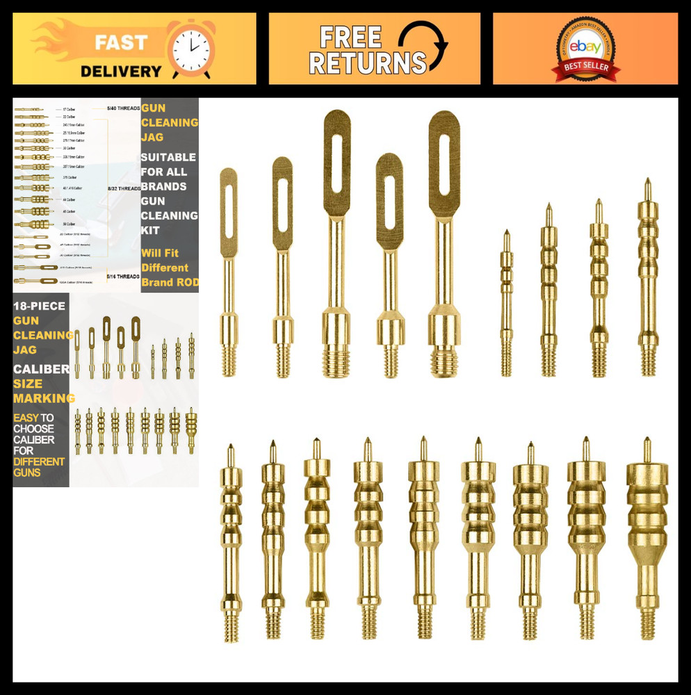 Solid Brass Gun Cleaning Jag Set for Rifles – Slotted Tip & Storage Case, Mainte