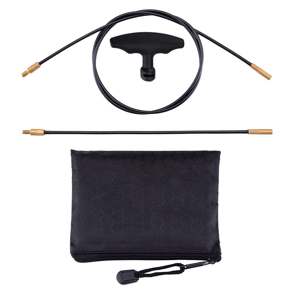 Pistol Rifle Flexible Threaded Bore Cleaning Kit Coated Cable 8″ & 33″ in Pouch