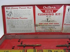 Vtg Outers Gunslick Cleaning Kit W/ Patches, Oil Bottle Empty Box Tin