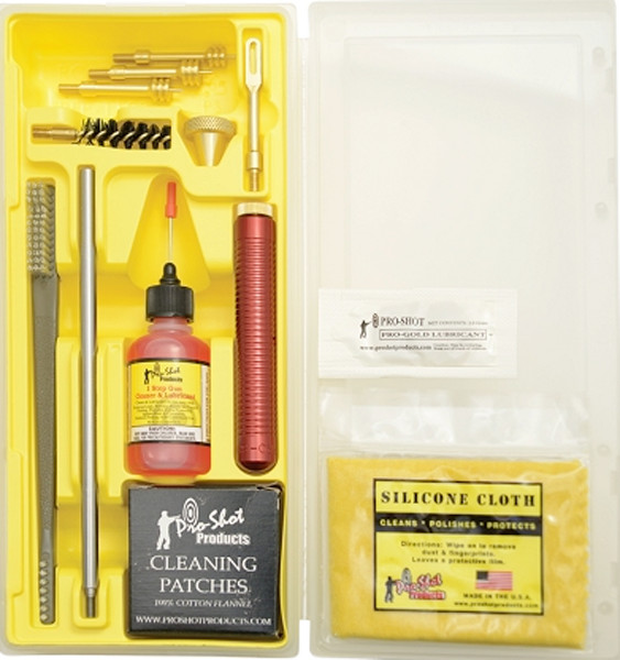 Pro-Shot Classic Box Kit Pistol Cleaning Kit .38-.45 Cal Yellow Case