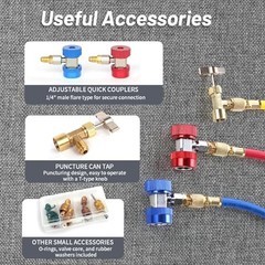 PB Motor Tech 4-Way AC Manifold Gauge Set for R22, R134A, R410A Refrigerants,