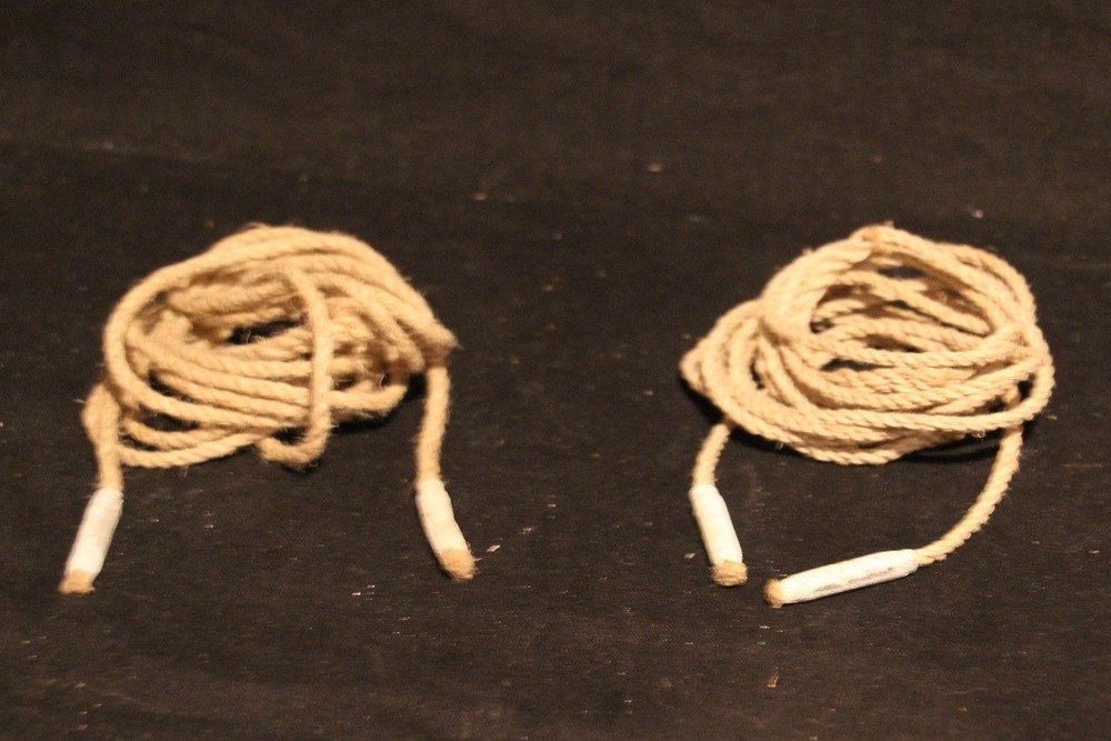 VINTAGE MILITARY LOT OF 2 MAUSER RIFLE PULL THROUGH BORE CLEANING ROPE & WEIGHT