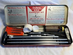 Outers No 477 Rifle Cleaning Kit Vintage Red Tin Complete w/ Rods Brush Solvent