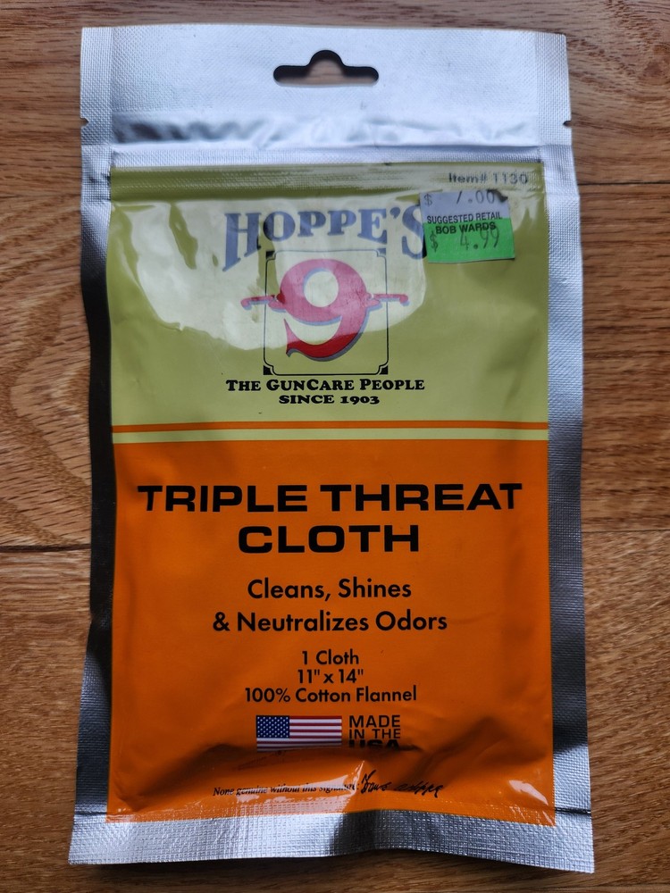 Hoppe’s #9 Triple Threat Gun Cleaning Cloth 11×14 Cotton Flannel New USA