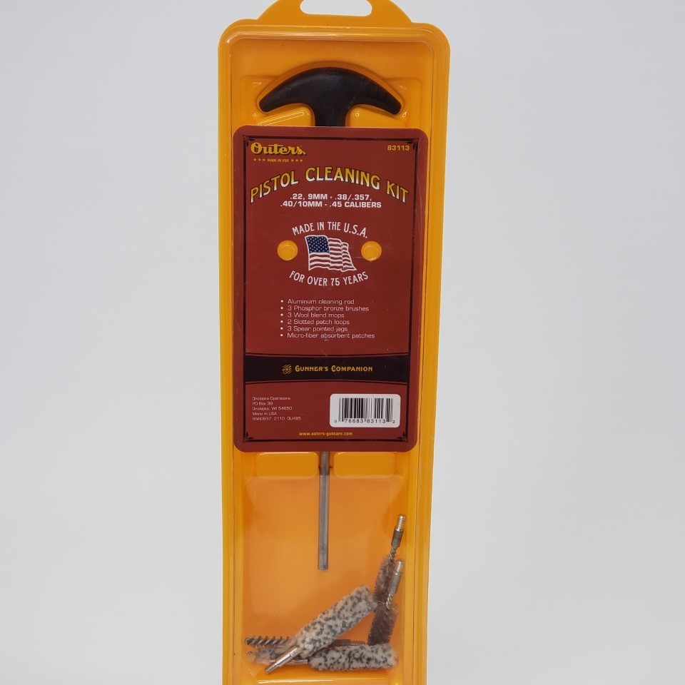 NEW Outers Pistol Cleaning Kit For .22 9mm .45 Caliber Gun Cleaning Kit 83113