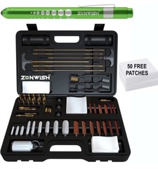 59 Pieces Brass Gun Cleaning Kit with LED Pen Light