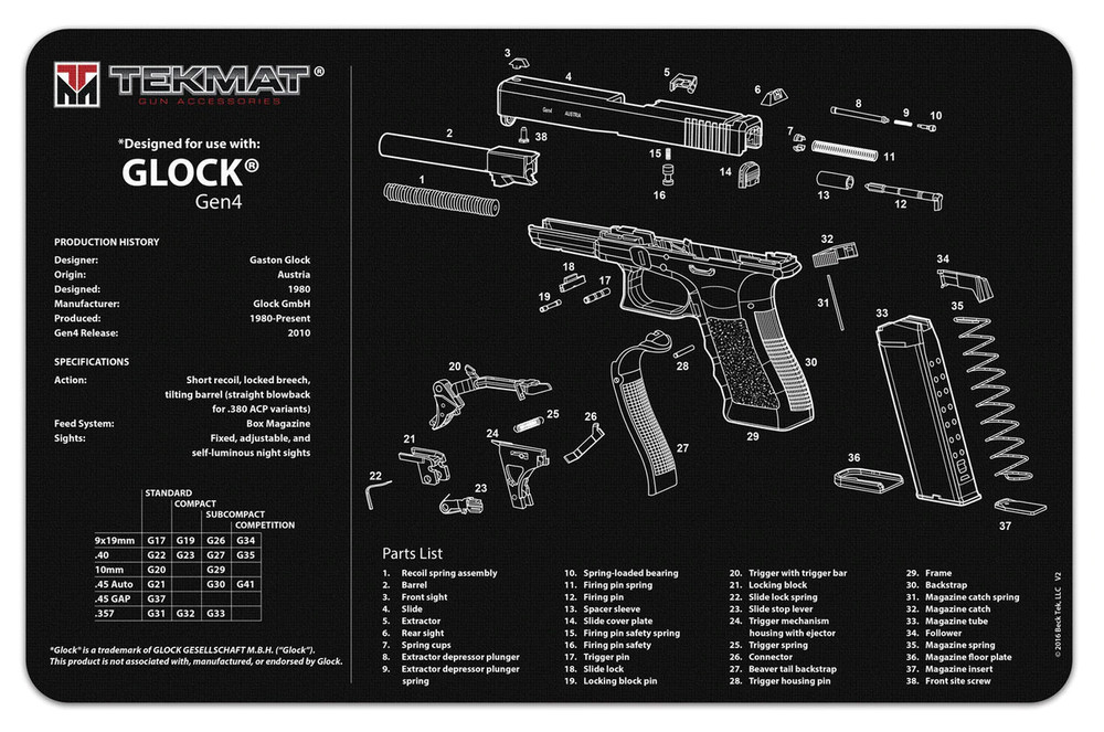 TekMat Handgun Cleaning Mat Glock Gen 4