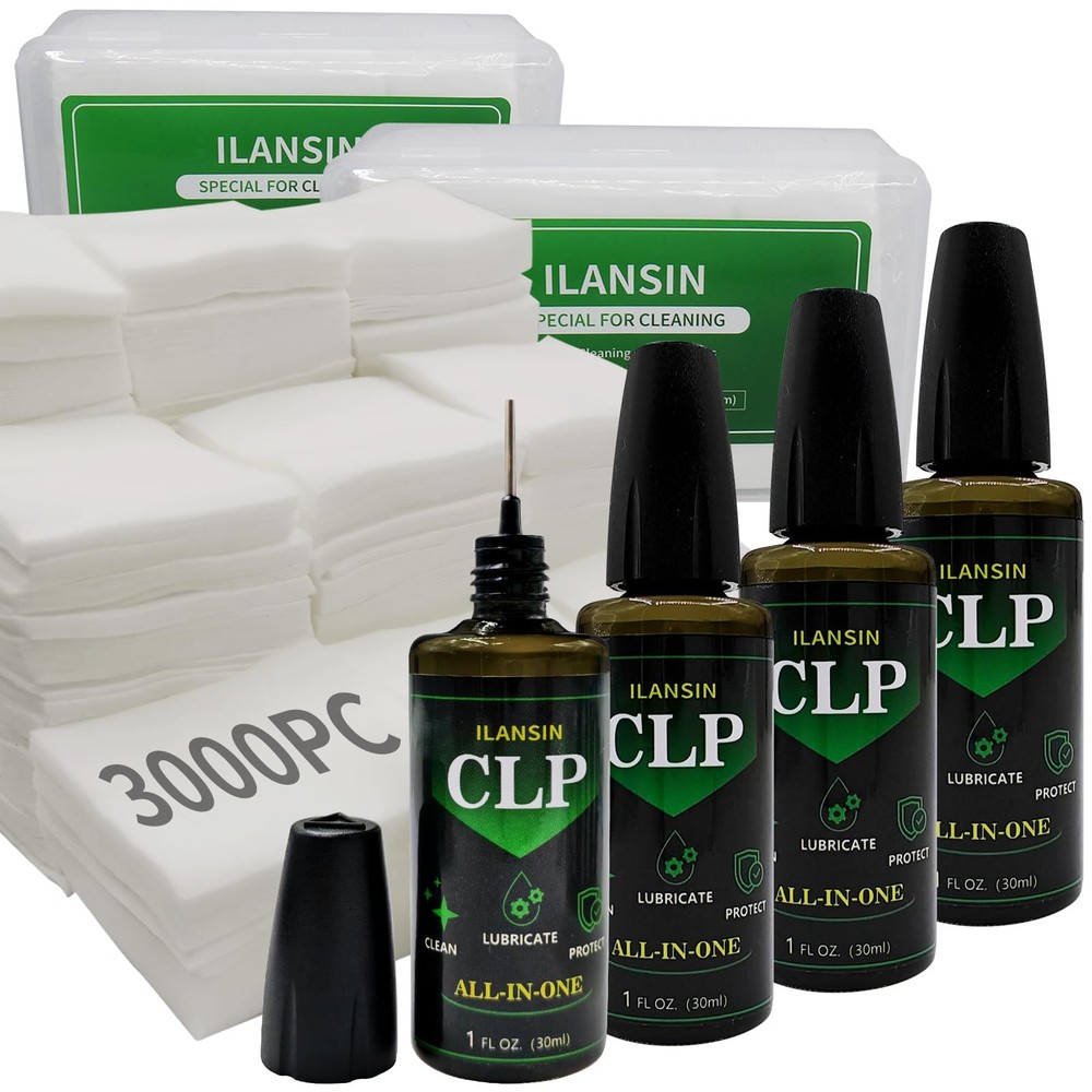 3000PCS Gun Cleaning Patches+ 4 Bottles CLP Oil (120ml),2″x2″ Lint Free Gun C…