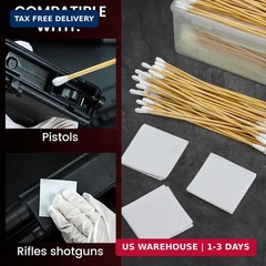 Gun Cleaning Kit Supplies Storage Box 600 Patches 200 Swabs Set