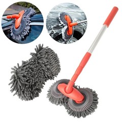 Three Section Telescopic Car Mop Double Brush Head Roof Window Cleaning Tool
