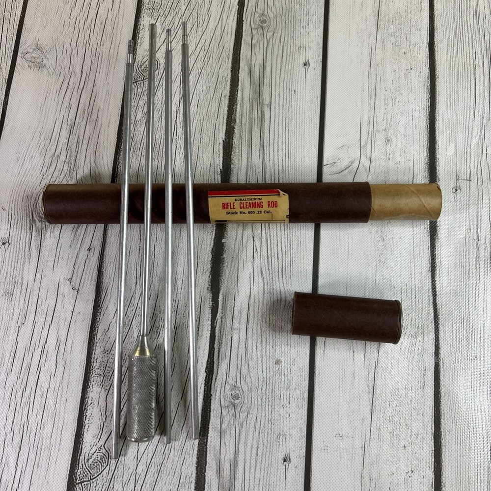 Vintage Duraluminum .22 Caliber Rifle Cleaning Rod in Storage Tube Stock #600 .
