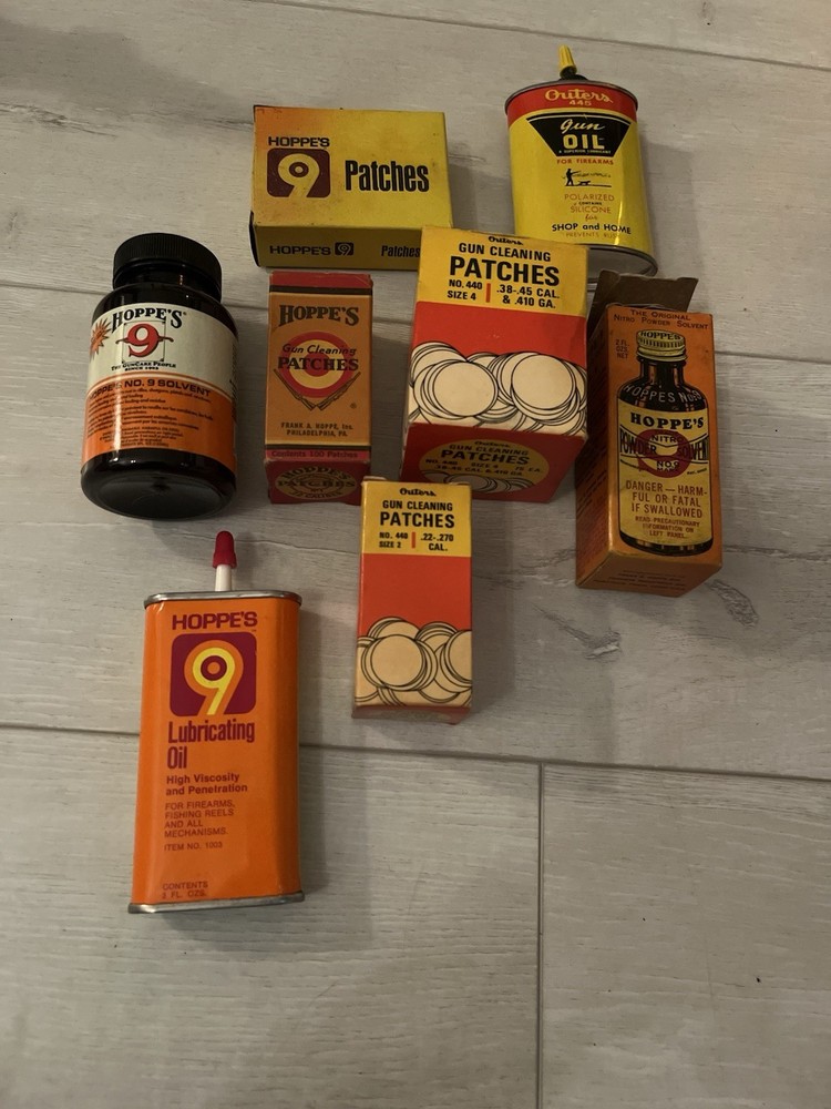 Hoppe’s & Outers Gun Cleaning Supplies Lot Oil Solvent Patches Prevents Rust