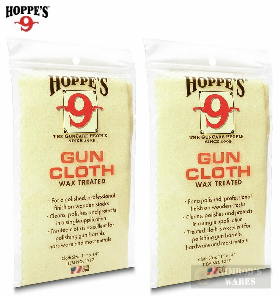 Hoppe’s WAX TREATED GUN CLOTH 2-PACK Clean Polish Protect Wood & Metal 1217