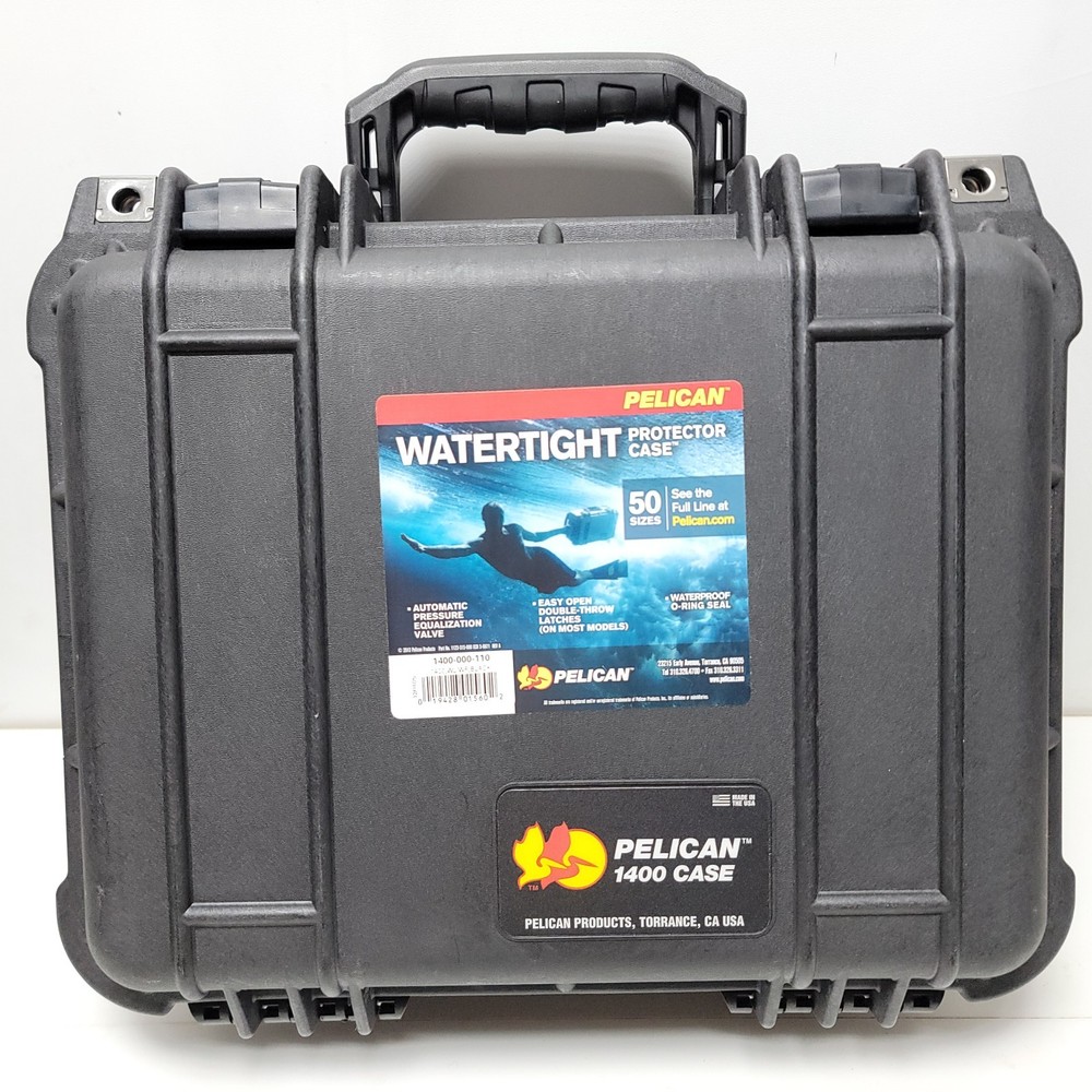 Pelican 1400 Protector Case | 13.4 × 11.6 × 6.0″ | Black | Removable Foam