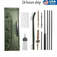 12pcs 22LR 223 556 Rifle Gun Cleaning Kit Set Cleaning Rod Nylon Brush Fit Pouch
