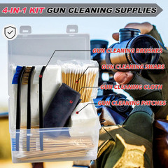 Gun Cleaning Kit in Big Box, 4-In-1 Cleaning Supplies Includes Brushes, Patches,