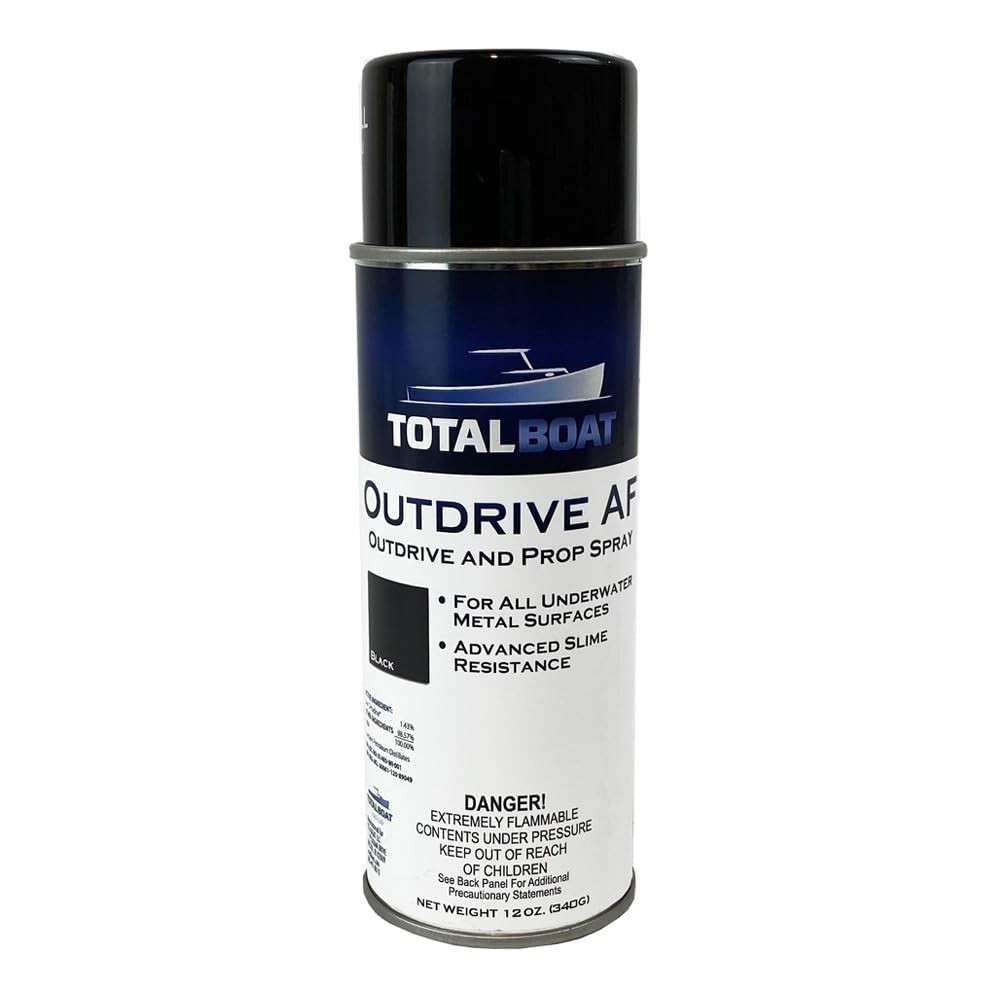 TotalBoat Outdrive AF Aerosol Underwater Metal Protection Paint Black 12 oz