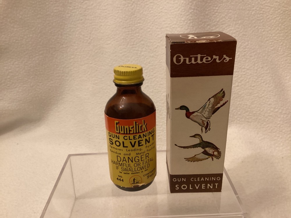 Vintage Outers Gunslick Gun Solvent ~ Mallard Duck Scene ~ Box & Empty Bottle