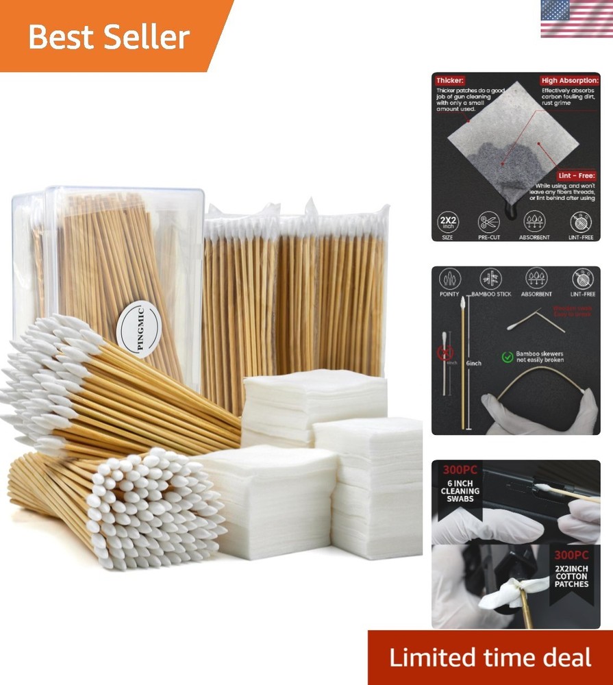 Complete Gun Maintenance Kit: 300 Patches & 300 Swabs – Perfect for All Calibers
