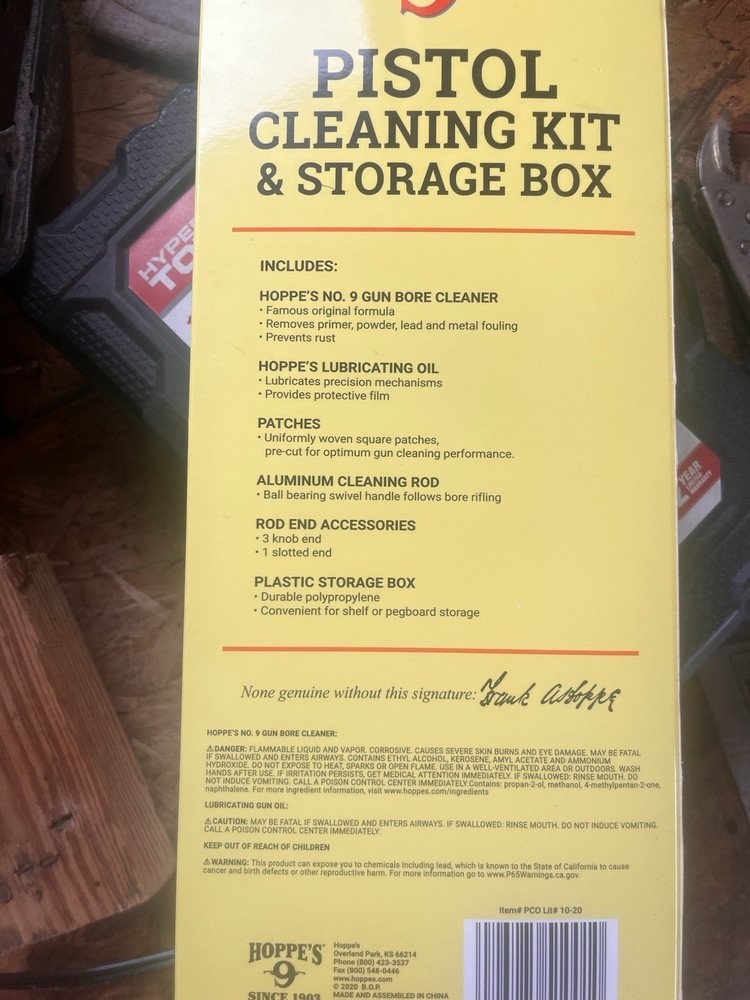 Hoppe’s No. 9 Pistol Cleaning Kit, All Calibers, Yellow Storage Box