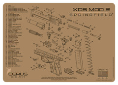 For Springfield XDS MOD 2 Armorers Cleaning Mat Cerus Gear Made in USA FDE