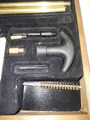 Universal Gun Cleaning Kit in Wooden Case – Mostly Complete, Used Condition