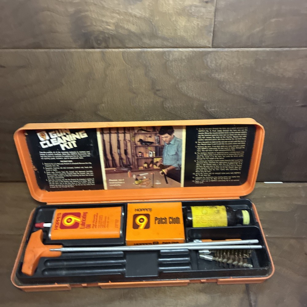 Hoppes 9 Gun Cleaning Kit VINTAGE With Storage Box Orange