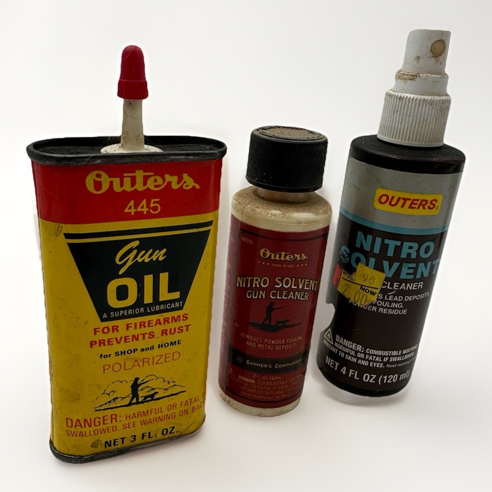 Vintage Outers Gunslick Solvent Bottle And Gun Oil Lot Of 3 T5