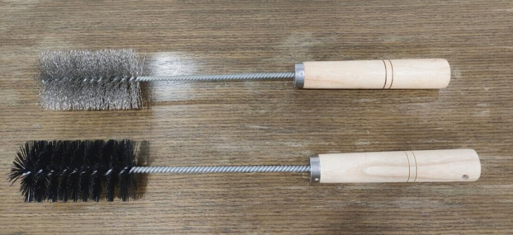 Glue Gun Tube Brush Cleaning Brushes Nylon Metal Steel Wire Wood Handle 2PC Set
