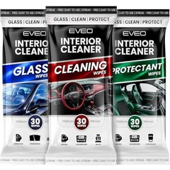 Car Wipes Interior Cleaning Kit -3-in-1 Car Cleaning Wipes 3 Pack (90 Wipes)