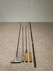 Lot Of 5 Gun Shotgun Wooden Handled Brass Steel Long Cleaning Rods