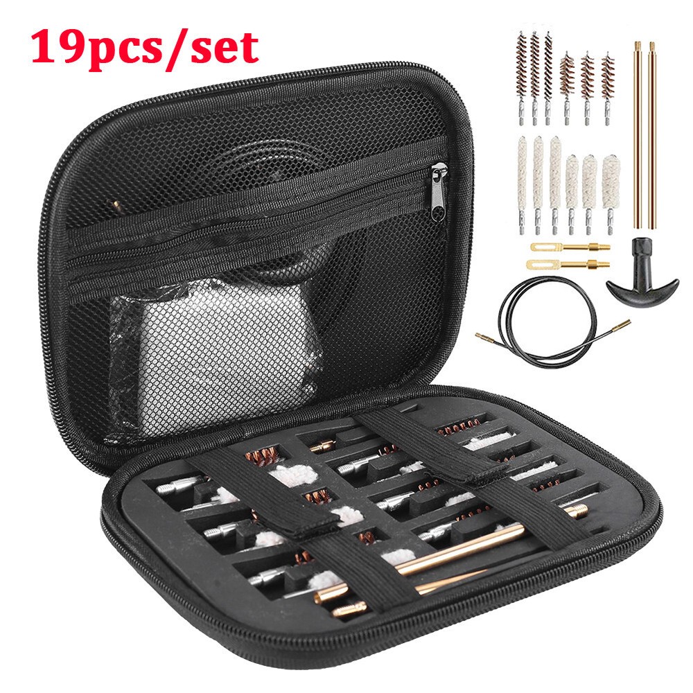 19pcs/set Tactical Gun Cleaning Kit for 22/38/9/40/45mm Caliber for Handgun Rifl